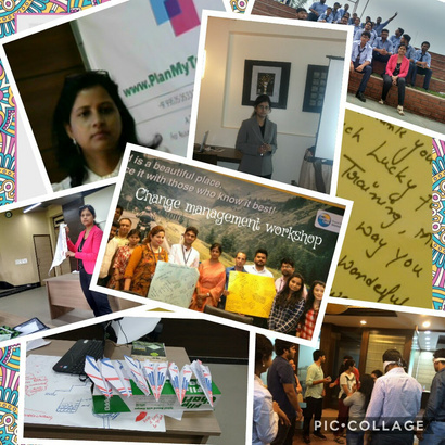 Collage of photos from workshops and speaking engagements